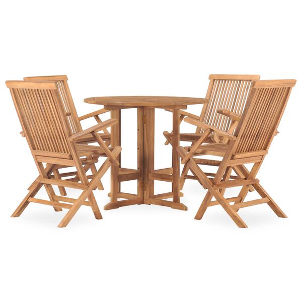vidaXL Ensemble &agrave; manger d'ext&eacute;rieur pliable 5 pcs Bois solide de teck
