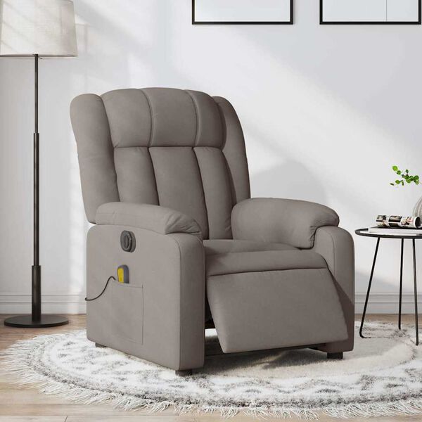 vidaXL Fauteuil de massage inclinable &eacute;lectrique Taupe Tissu
