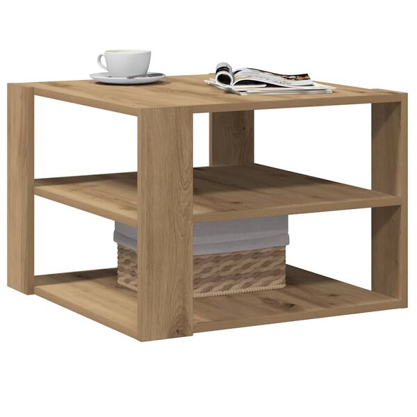 vidaXL Table basse ch&ecirc;ne artisanal 58x58x40 cm bois d'ing&eacute;nierie