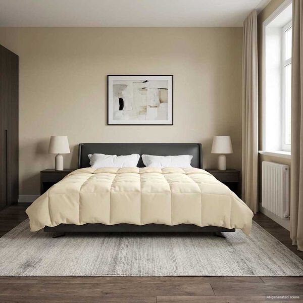 vidaXL Duvet d'&eacute;t&eacute; simple Matelass&eacute; Cr&egrave;me 240 x 260 cm Microfibre