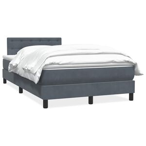 vidaXL Sommier &agrave; lattes de lit et matelas gris fonc&eacute; 120x220cm velours
