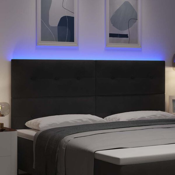 vidaXL T&ecirc;te de lit LED avec des lumi&egrave;res &agrave; LED Noir 200 cm Polyester