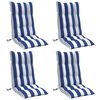 vidaXL Coussins de chaise à dossier haut lot de 4 rayures bleu/blanc