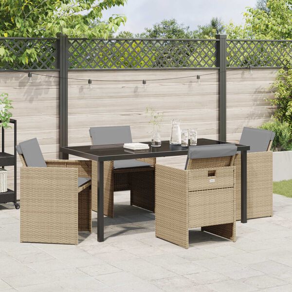 vidaXL Ensemble de salle &agrave; manger pour jardin 5 pcs Beige polyrotin