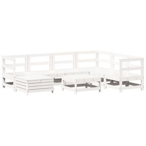 vidaXL Salon de jardin 8 pcs blanc bois de pin massif
