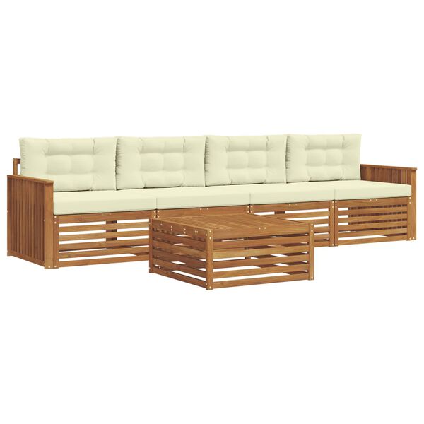 vidaXL Ensemble de canap&eacute;s d'ext&eacute;rieur 5 pcs Naturel et Cr&egrave;me