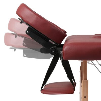 vidaXL Table pliable de massage Rouge 2 zones avec cadre en bois