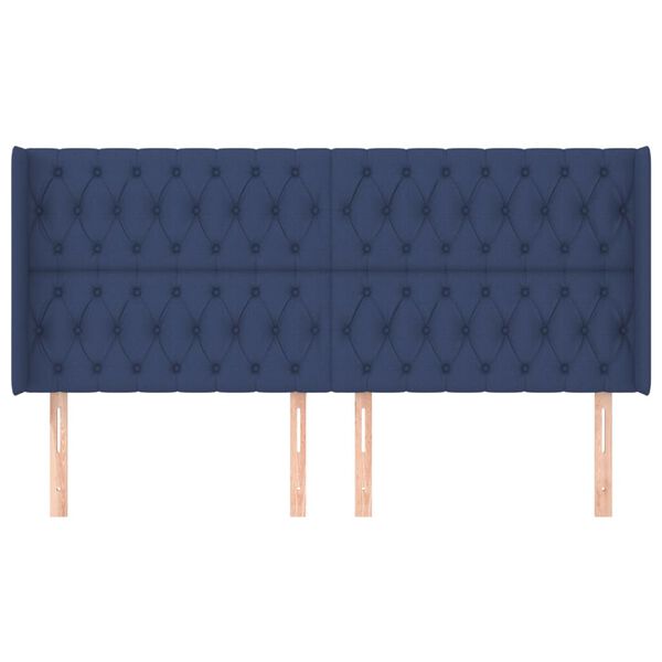 vidaXL Tête de lit avec oreilles Bleu 203x16x118/128 cm Tissu