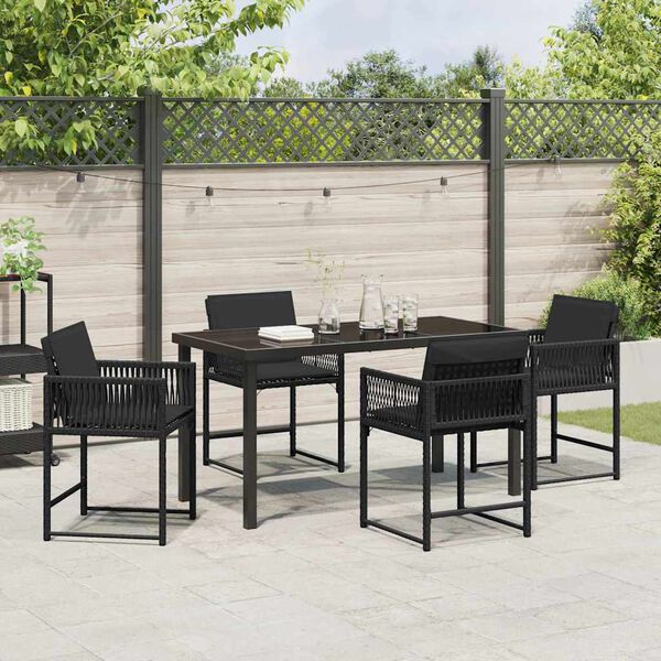 vidaXL Ensemble de salle à manger pour jardin 5 pcs Noir polyrotin