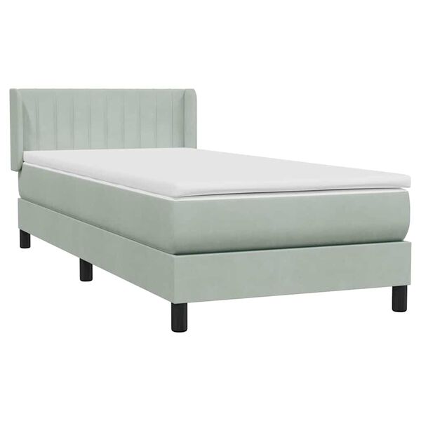 vidaXL Sommier &agrave; lattes de lit et matelas gris clair 90x220 cm velours