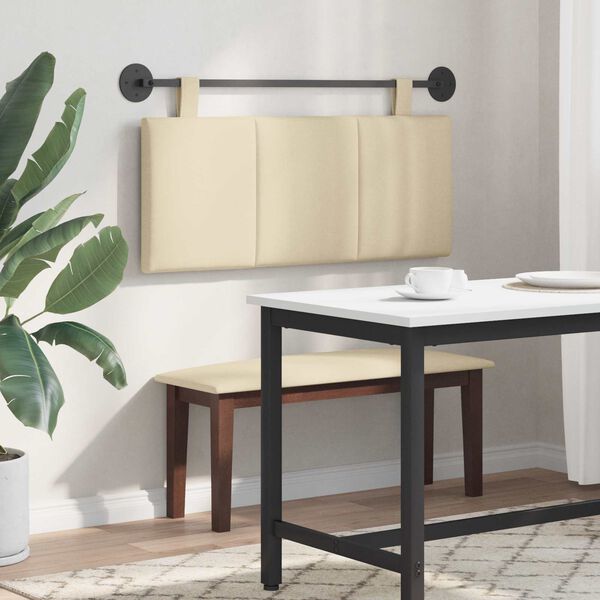 vidaXL T&ecirc;te de lit suspendue Montage mural Cr&egrave;me 110 x 55 x 5 cm tissu