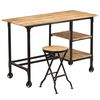 vidaXL Bureau avec tabouret pliant Bois de manguier massif 115x50x76cm
