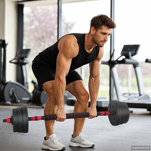 vidaXL Ensemble Halt&egrave;re-Barre 2-en-1 30kg Noir et Rouge