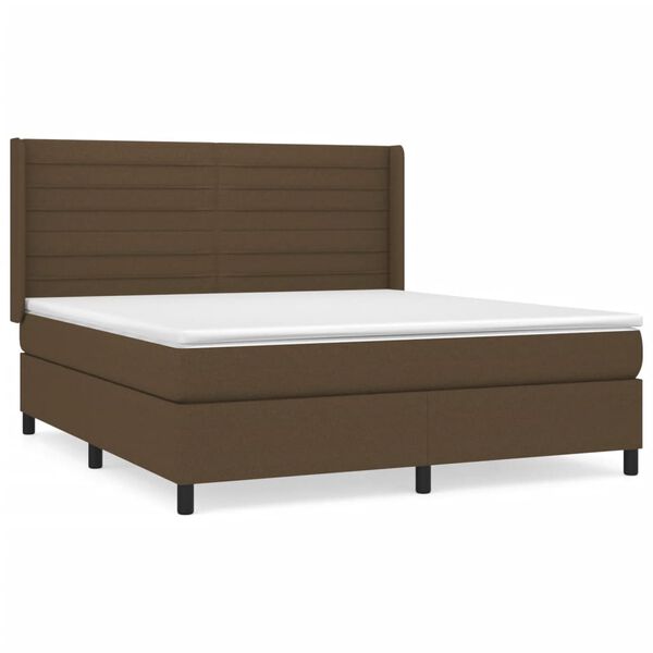 vidaXL Sommier &agrave; lattes de lit avec matelas Marron fonc&eacute; 180x200 cm