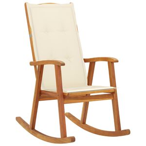 vidaXL Chaise &agrave; bascule avec coussins Bois d'acacia massif
