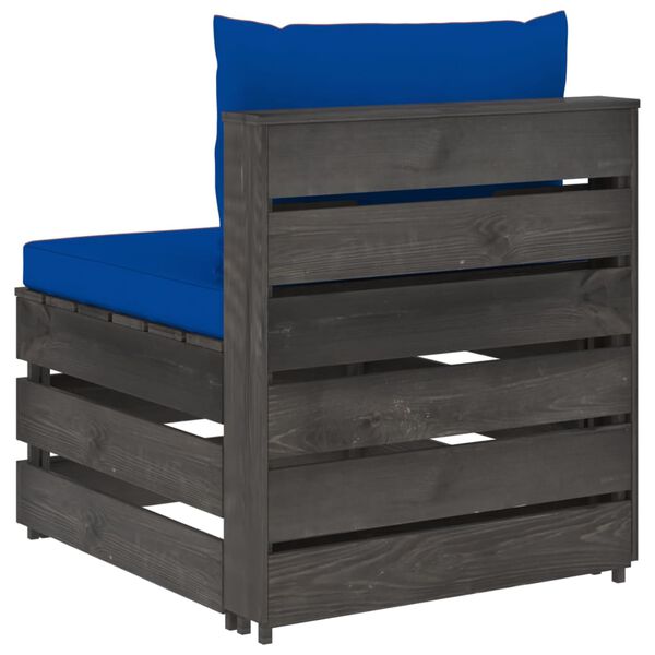 vidaXL Canap&eacute; central sectionnel avec coussins Bois impr&eacute;gn&eacute; de gris