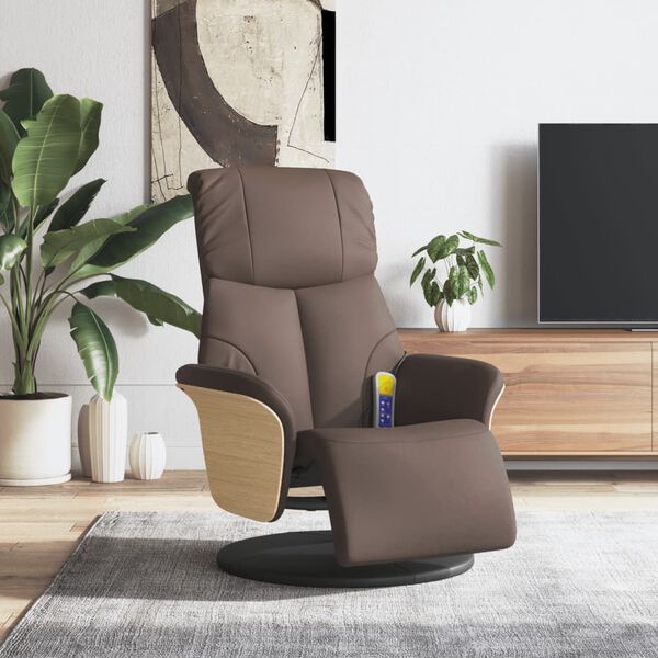 vidaXL Fauteuil inclinable de massage repose-pieds marron similicuir