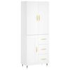 vidaXL Buffet haut Blanc 69,5x34x180 cm Bois d'ing&eacute;nierie