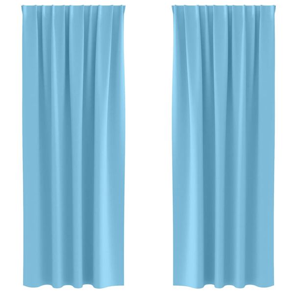 vidaXL Rideaux occultants avec anneaux 2 pcs Bleu clair 260 x 140 cm