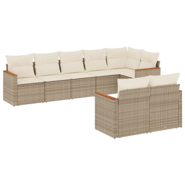 vidaXL Salon de jardin avec coussins 8 pcs beige r&eacute;sine tress&eacute;e