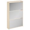 vidaXL Meuble &agrave; chaussures 3 &eacute;tag&egrave;res Miroir 63x17x102,5 cm Ch&ecirc;ne