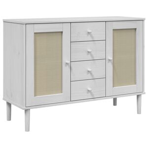 vidaXL Buffet SENJA aspect rotin blanc 112x40x80cm bois massif de pin