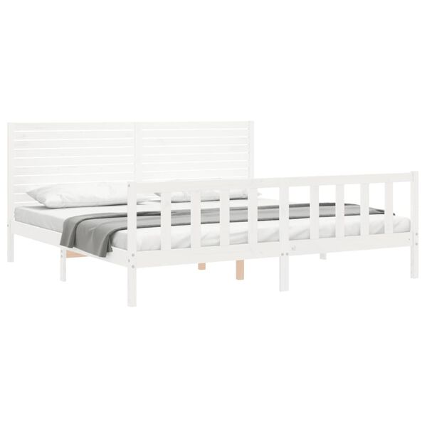 vidaXL Cadre de lit sans matelas blanc 200x200 cm bois massif de pin