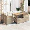 vidaXL Salon de jardin 6 pcs avec coussins beige résine tressée acacia