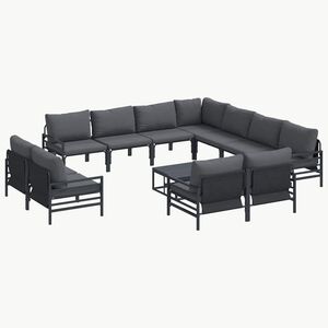 vidaXL Ensemble de canap&eacute; de jardin 12 pc Noir Acier