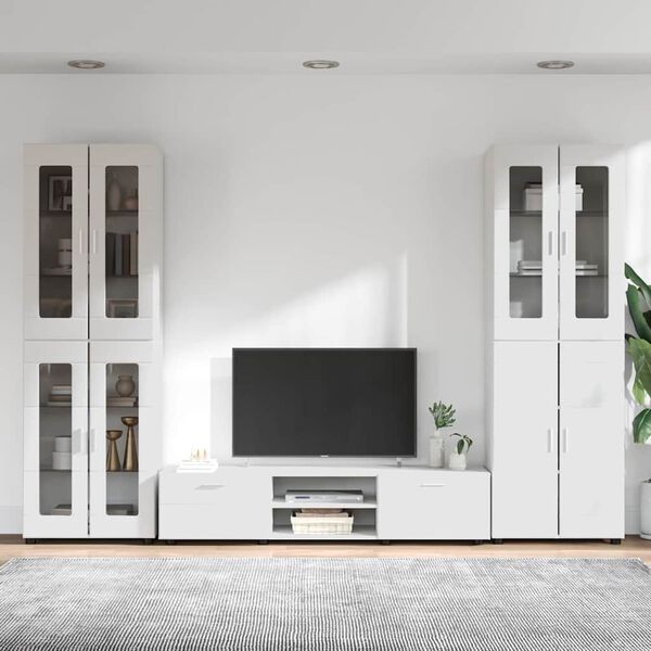 vidaXL Ensemble meuble TV FLORIN Blanc brillant Bois d'ing&eacute;nierie