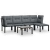 vidaXL Salon de jardin 6 pcs noir et gris r&eacute;sine tress&eacute;e