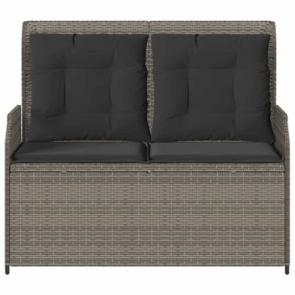 vidaXL Banc de jardin avec coussin Gris Poly rotin