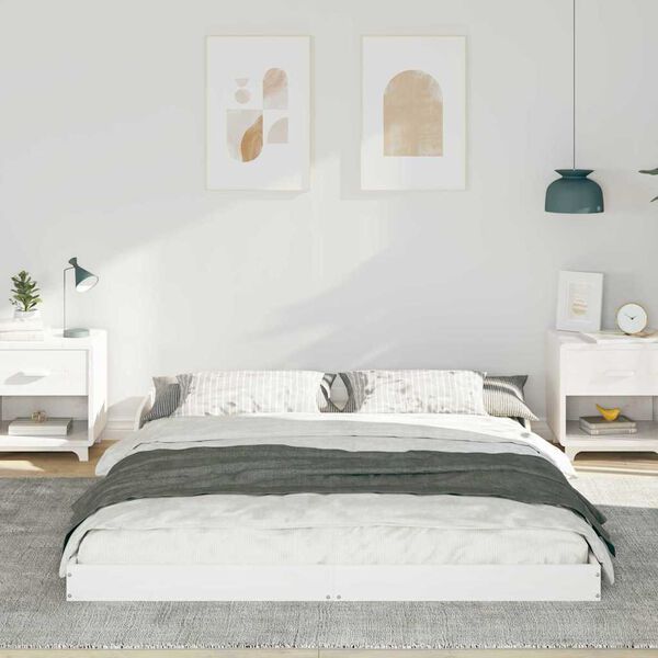 vidaXL Cadre de lit Blanc 140 x 200 cm Pin massif