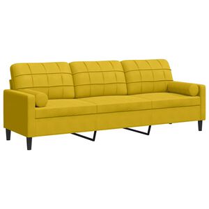 vidaXL Canap&eacute; 3 places avec oreillers d&eacute;coratifs jaune 210 cm velours
