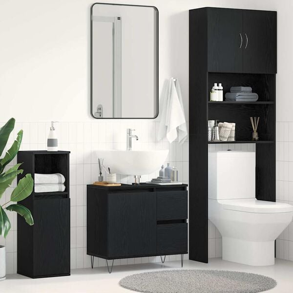 vidaXL Meuble de Lavabo de Salle de Bain Chêne noir 65 x 33 x 60 cm