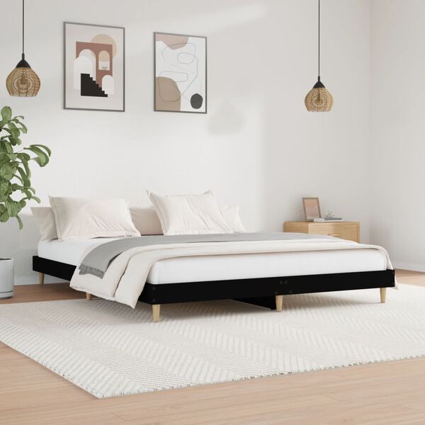 vidaXL Cadre de lit sans matelas noir 180x200 cm bois d'ing&eacute;nierie