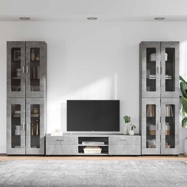 vidaXL Ensemble meuble TV FLORIN Gris b&eacute;ton Bois d'ing&eacute;nierie