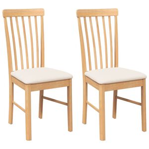 vidaXL Chaises à manger coussins 2 pcs bois massif caoutchouc