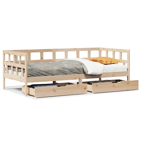 vidaXL Lit de jour avec tiroirs sans matelas 90x190 cm bois massif
