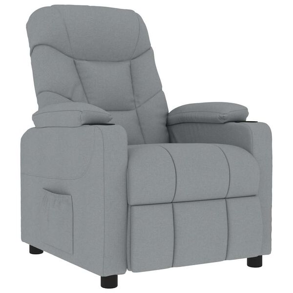 vidaXL Fauteuil de massage Gris clair Tissu
