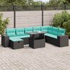vidaXL Salon de jardin avec coussins 9 pcs gris r&eacute;sine tress&eacute;e acacia