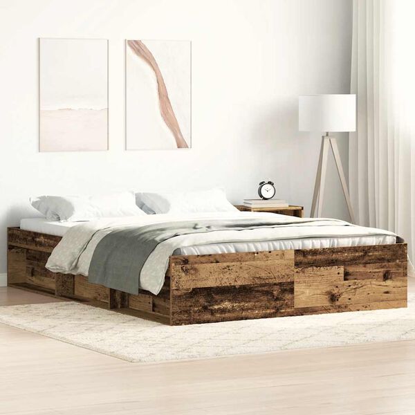 vidaXL Cadre de lit sans matelas vieux bois 140x200 cm bois ing&eacute;nierie