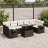 vidaXL Salon de jardin 8 pcs avec coussins marron r&eacute;sine tress&eacute;e