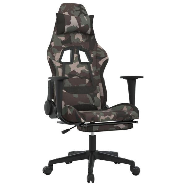 vidaXL Chaise de jeu de massage repose-pied Noir et camouflage Tissu