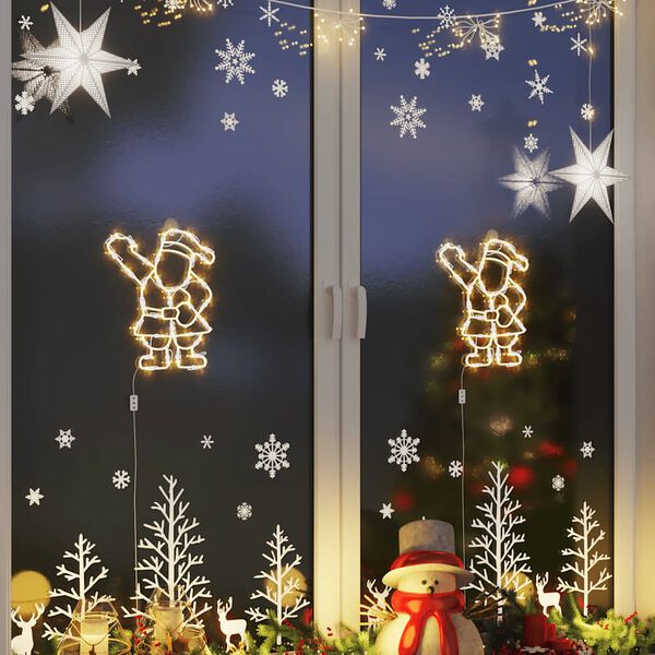 vidaXL Lumi&egrave;res de No&euml;l silhouette du P&egrave;re No&euml;l 2 pcs 35 LED