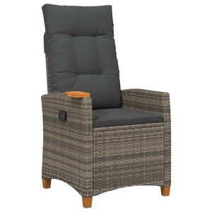 vidaXL Chaise inclinable avec plateau &agrave; th&eacute; 62 x 64 x 112 cm polyrotin