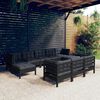 vidaXL Salon de jardin 10 pcs avec coussins Noir Bois de pin massif