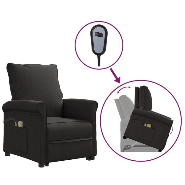 vidaXL Fauteuil de massage Noir Tissu