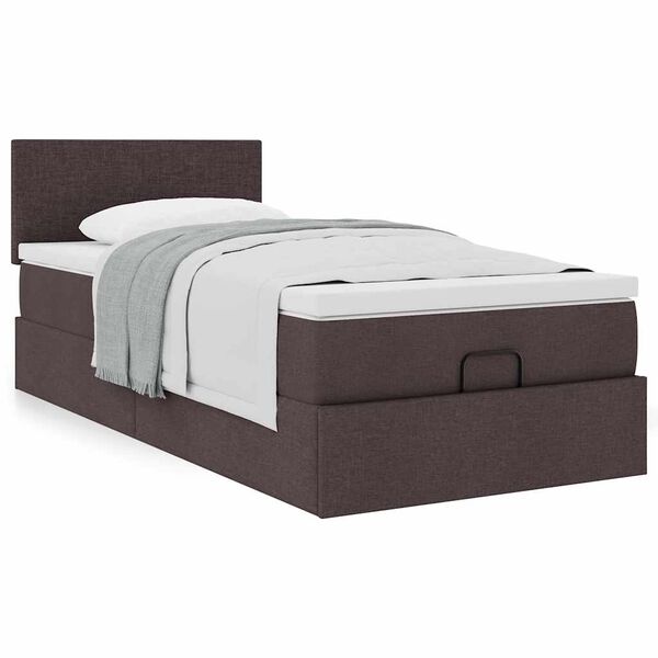 vidaXL Lit ottoman avec matelas marron foncé 90x200 cm tissu