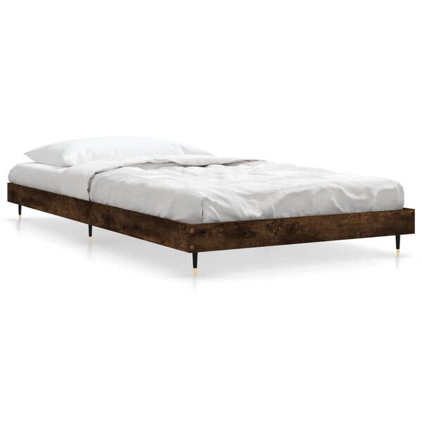 vidaXL Cadre de lit sans matelas ch&ecirc;ne fum&eacute; 90x190cm bois d'ing&eacute;nierie